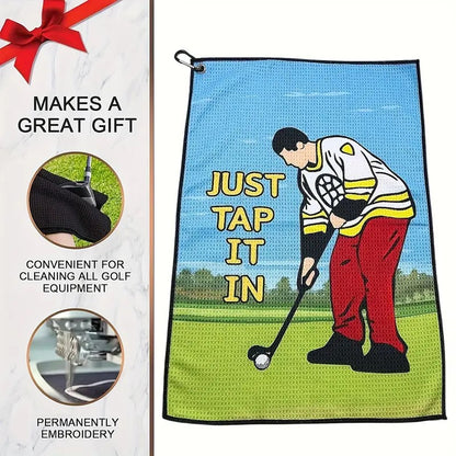 (Just tap it in) Funny Microfiber Towel with Clip – Super Absorbent, Perfect for Golf Fans! Best Christmas, Birthday, or Anniversary Gift!