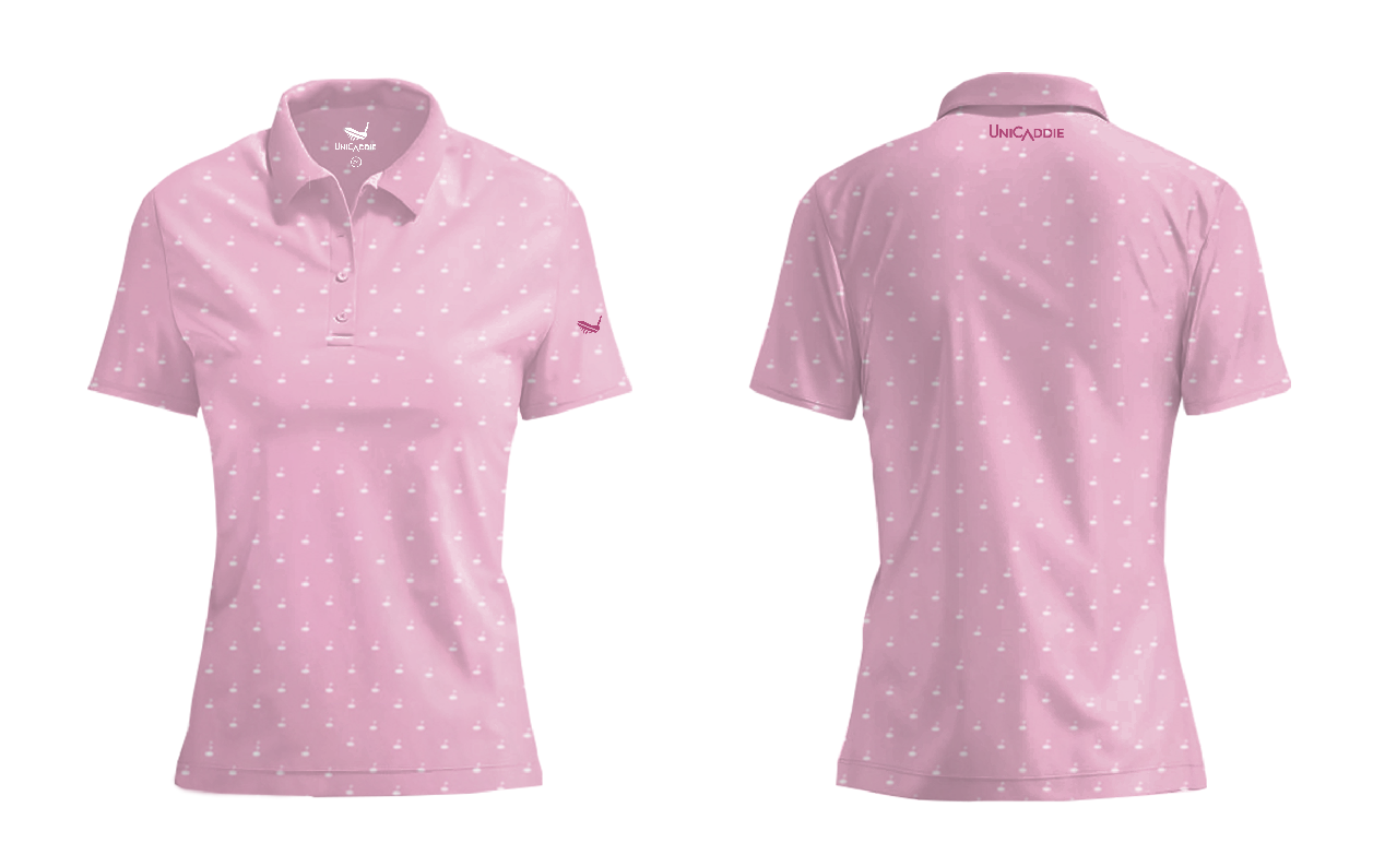 (Holiday 20%OFF) UniCaddie Premium Women‘s Golf Polo Shirts - Pink Golf Pin Flag