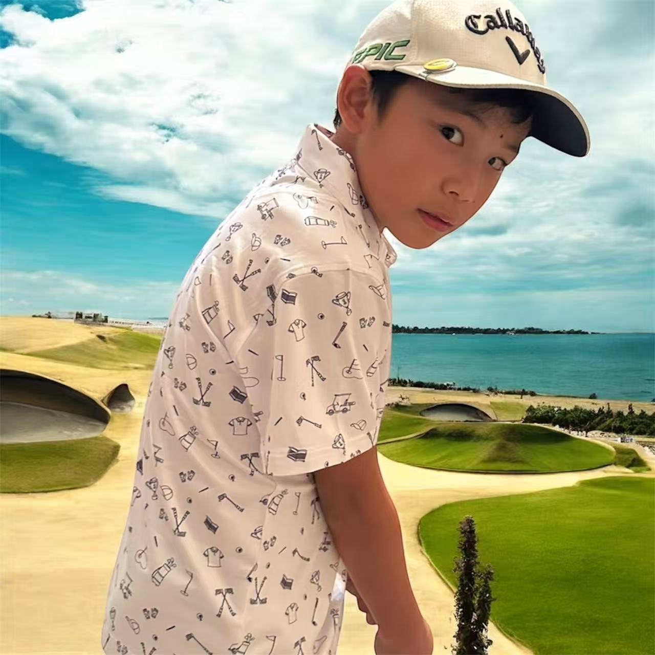 (Youth) Little Legends UniCaddie Golf Polo – White Blast Style!
