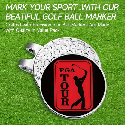 (PGA Tour) Golf Ball Marker with High-Quality Magnetic Hat Clip – Durable, Strong Hold, and Easy Access on the Course