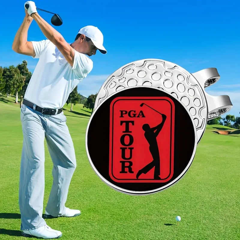 (PGA Tour) Golf Ball Marker with High-Quality Magnetic Hat Clip – Durable, Strong Hold, and Easy Access on the Course