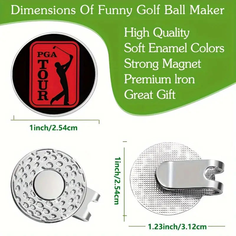 (PGA Tour) Golf Ball Marker with High-Quality Magnetic Hat Clip – Durable, Strong Hold, and Easy Access on the Course