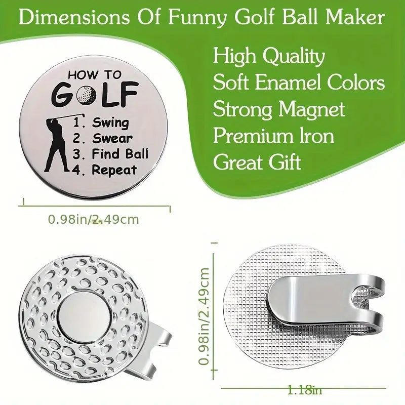 (How to Golf) Golf Ball Marker with High-Quality Magnetic Hat Clip – Durable, Strong Hold, and Easy Access on the Course