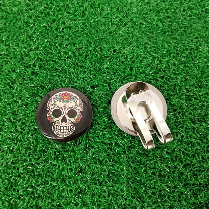 (Sugar Skull) Golf Ball Marker with High-Quality Magnetic Hat Clip – Durable, Strong Hold, and Easy Access on the Course