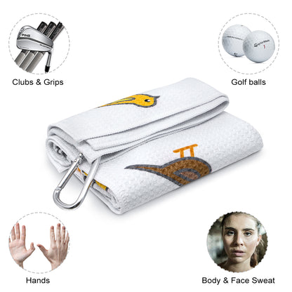 Microfiber Golf Towel (Birdie)with Quick-Dry Dual-Sided Design, Portable Carabiner, Gentle Cleaning, Durable & Easy-Care - Perfect for Golf- Premium Performance Towel