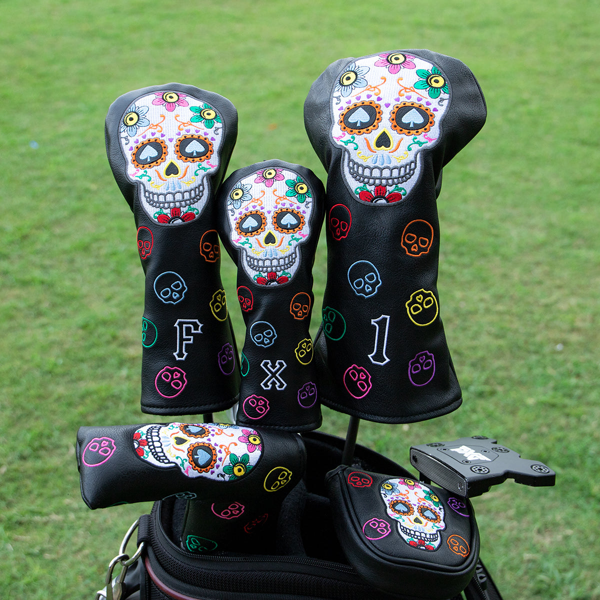 **New Arrival** Golf Club Head Covers (Sugar Skull) – 4 options available. Premium driver, fairway wood, and hybrid covers for golfers. Durable and stylish