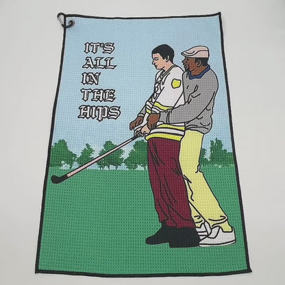 (Its all in the hips) Funny Microfiber Towel with Clip – Super Absorbent, Perfect for Golf Fans! Best Christmas, Birthday, or Anniversary Gift!